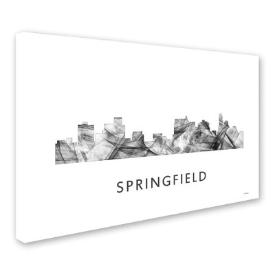 Springfield Illinois Skyline WB-BW"" by Marlene Watson Graphic Art on Wrapped Canvas -  Trademark Fine Art, MW0496-C1219GG