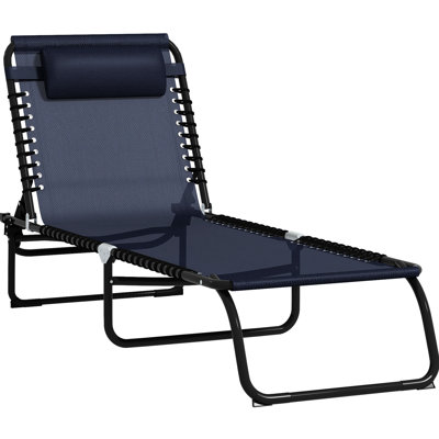 4 chaises de camping inclinables et relaxantes, siège en filet bleu foncé respirant pour les voyages d'aventure