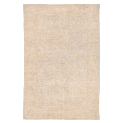 Tapis noué la oushak ivoire/beige 4 pi 2 x 6 pi 4 laine one-of-kind-the main Vegetable Dye