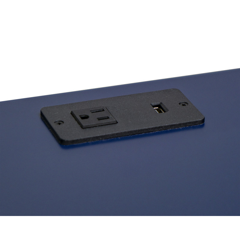 Bureau avec prises intégrées, Bleu marine / or