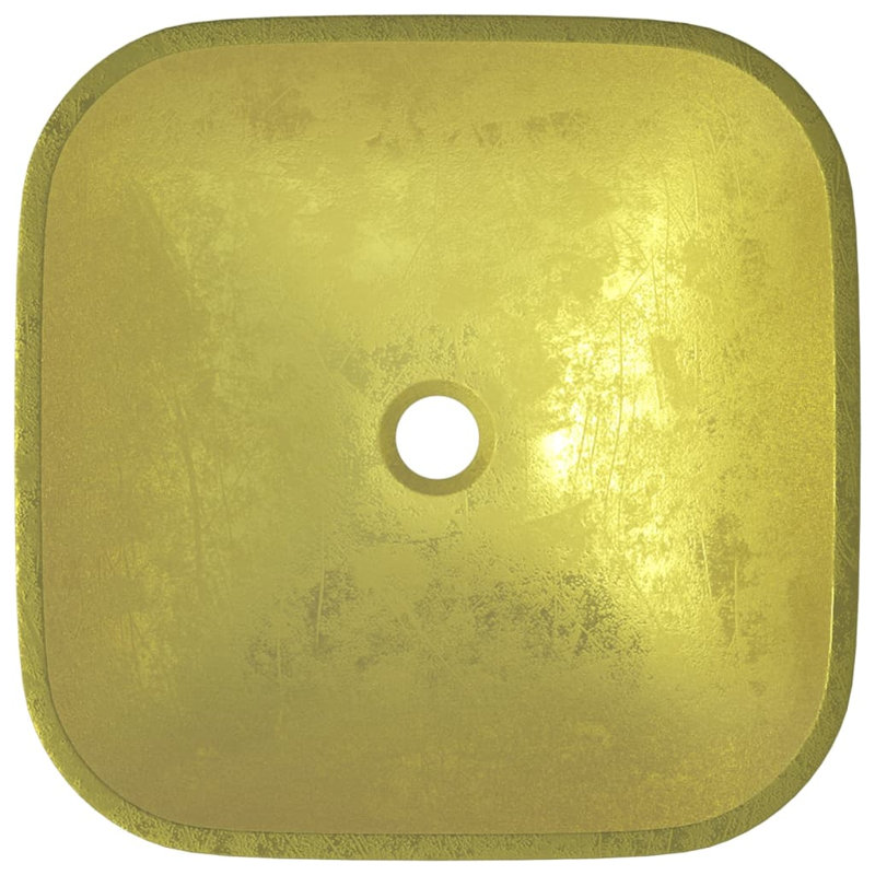 Metro Lane Adamm 420mm L x 420mm W Glass Square Sink, Gold/Green