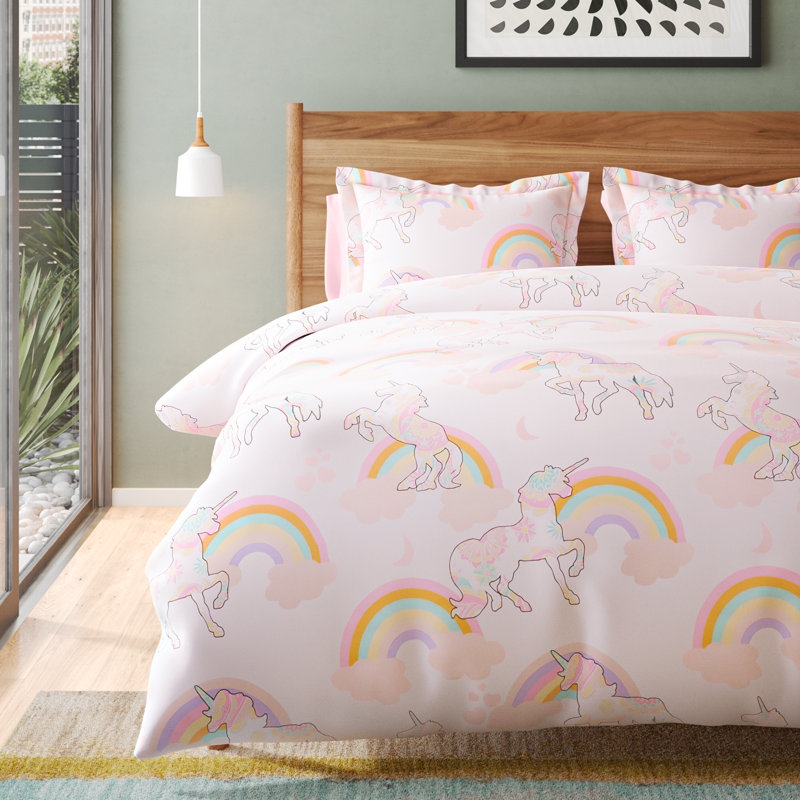  Space Rocket Reversible Duvet Cover Set, Full/Queen, Pink Galaxy