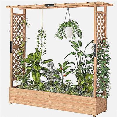 Boîte à fleurs en bois, jardinière en treillis, lit de jardin surélevé