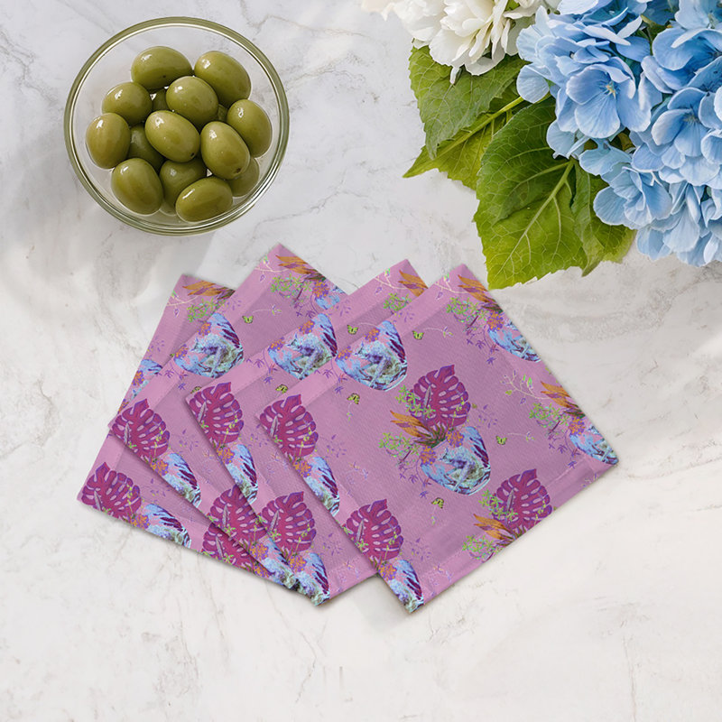 Monkey Small Jungle Cotton Sateen Cocktail Napkins, Sacha