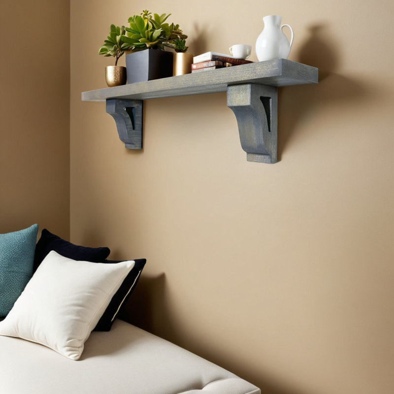 Rayne Shelves/W Corbels, 6" H x 41" W x 4.5" D, Gray