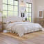 Lit plateforme tapissier avec tête de lit courbée et détails capitonnés Diamond, beige-1423073712
