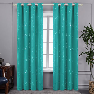 Seligman Wave Foil Printed Room Darkening Thermal Curtains