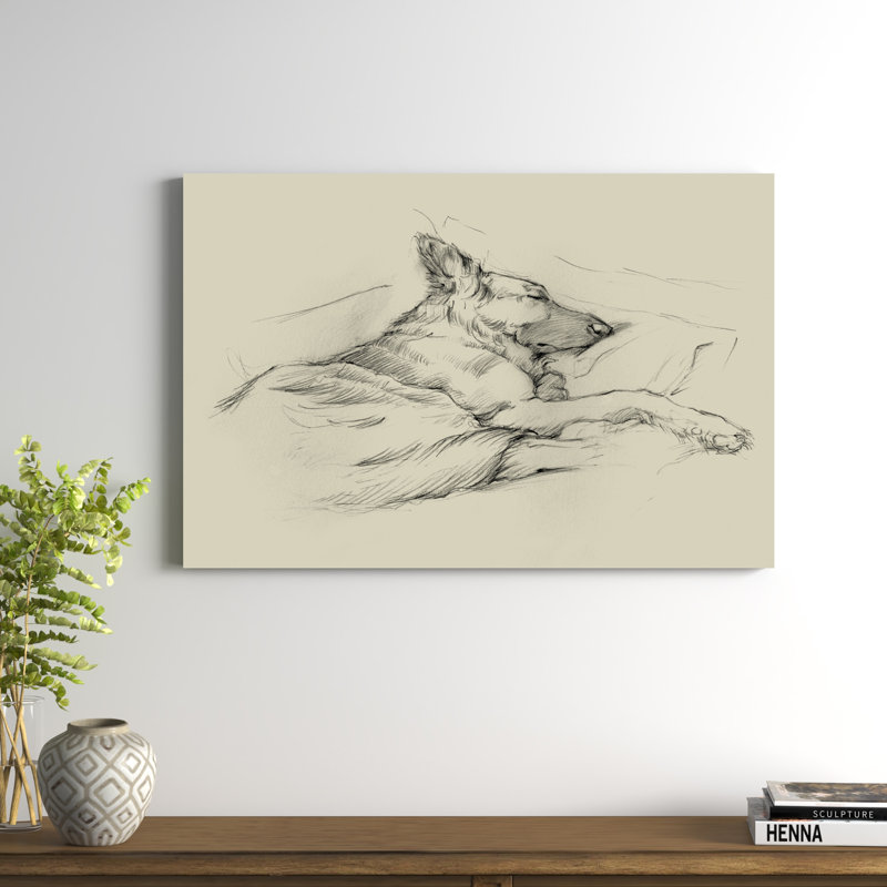 «Dog Days IV» par Ethan Harper, reproduction d'art sur toile, H 13,625 po x l 19,625 po x P 1 po, Cadre blanc