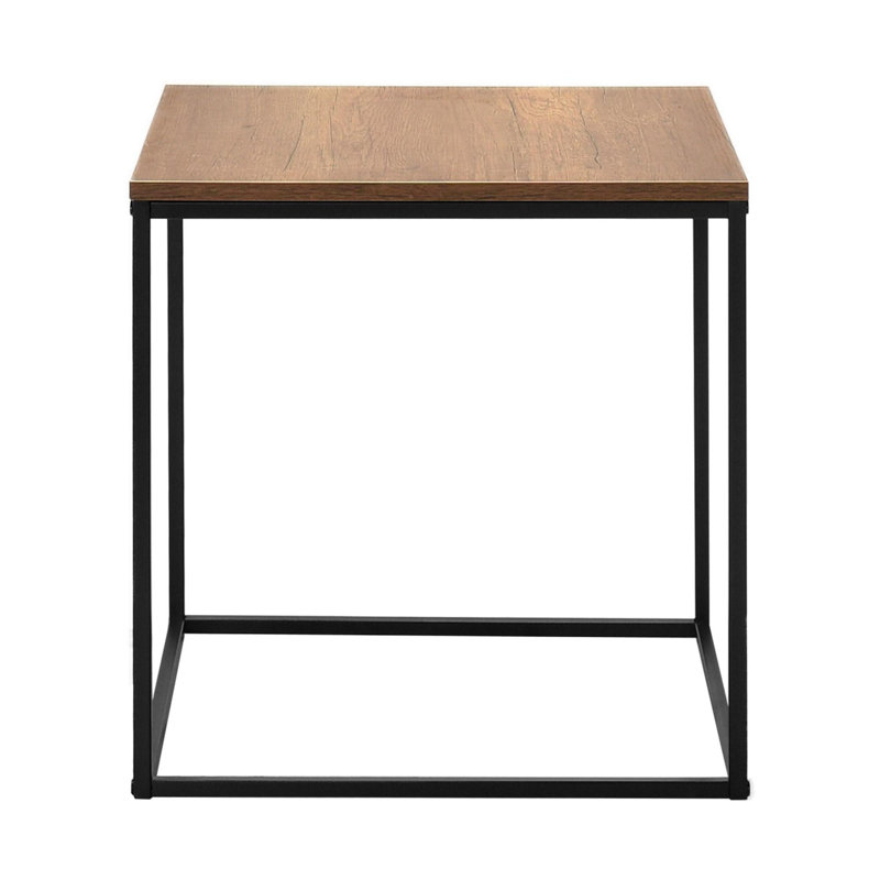 Modern Walnut Side Table with Metal Frame, 19.7 x 20.5 x 19.7 inches | 100% Melamine Coated Particle Board, Thickness: 0.6 inches | Ideal for Living Room & Bedroom, Stylish Industrial Design