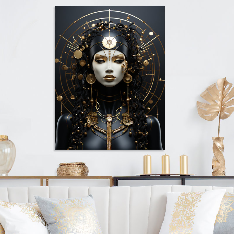 Or africain, élégance dorée et noire - art mural africain en métal, H 40 po x l 30 po x P 1,5 po