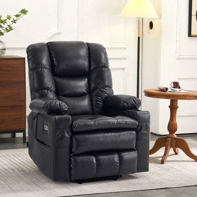 Platz Dual Motor Power Recliner Lift Chair with Massage and Dual Heating, Adjustable Headrest, Faux Leather by Latitude Run