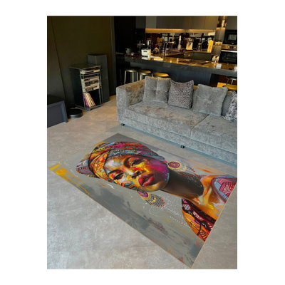 Tapis décoratif lavable à la machine multicolore
