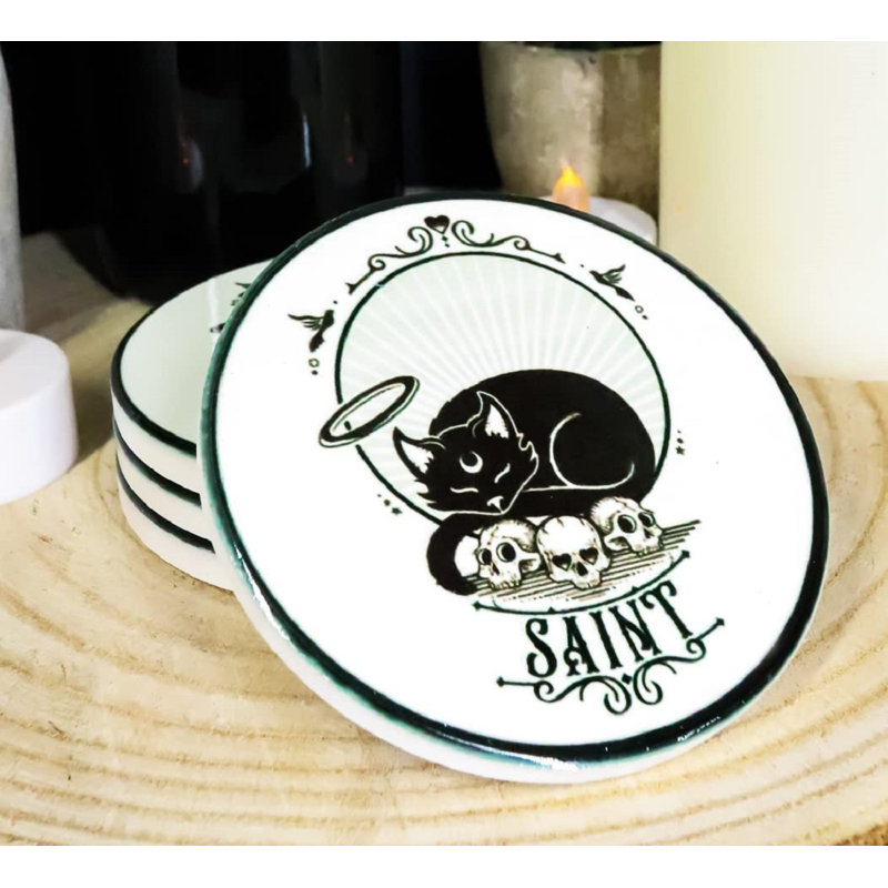 Ceramic Round 4 Piece Coaster Set