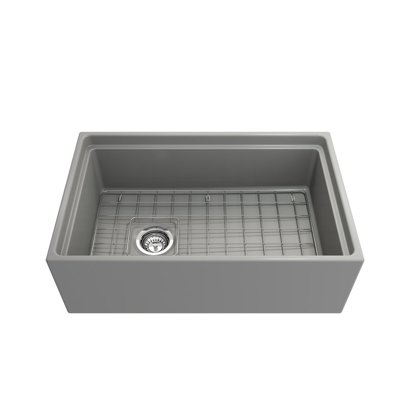 30'' L Single Basin Kitchen Sink, Matte Gray