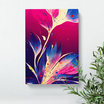 Paint Splat Flower No.1 Abstract - Wrapped Canvas Print