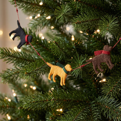 Mini Dog Christmas Garland in Hand Felted Wool