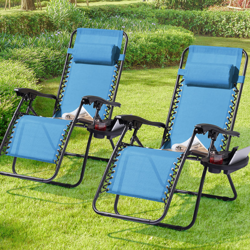 Daileen Folding Recliner Chair, Light Blue