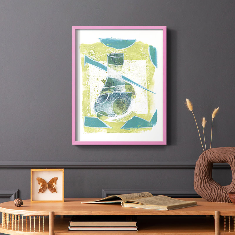 Jubilee Jugs VI Framed Print - Solid Wood, 10" H x 8" W, Pink