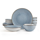 Pfaltzgraff Arlie Grey 12 Piece Dinnerware Set, Service For 4, Grey