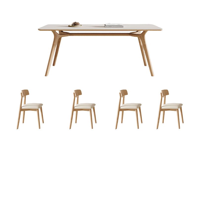 Classic Oak Dining Table and Chairs, 29.52"H x 70.86"L x 35.43"W