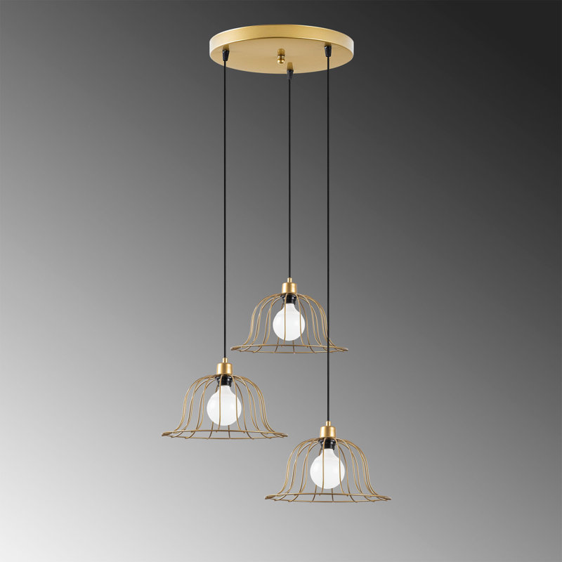 Luminaire suspendu en forme de cloche à 3 lumières