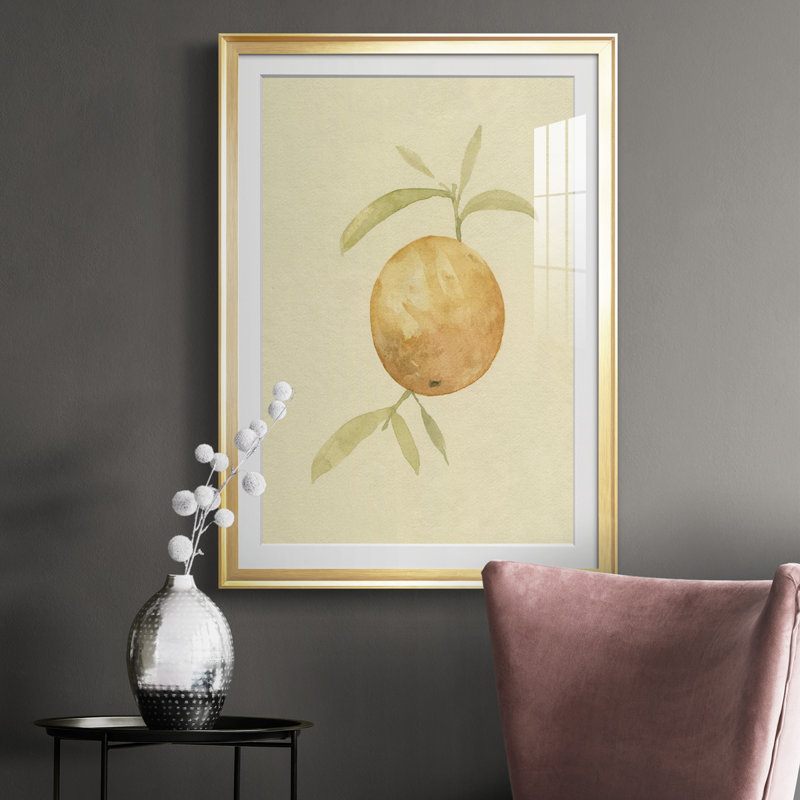 " Dappled Oranges III " Painting Print, 36.5" H x 26.5" W x 1" D, Gold Framed