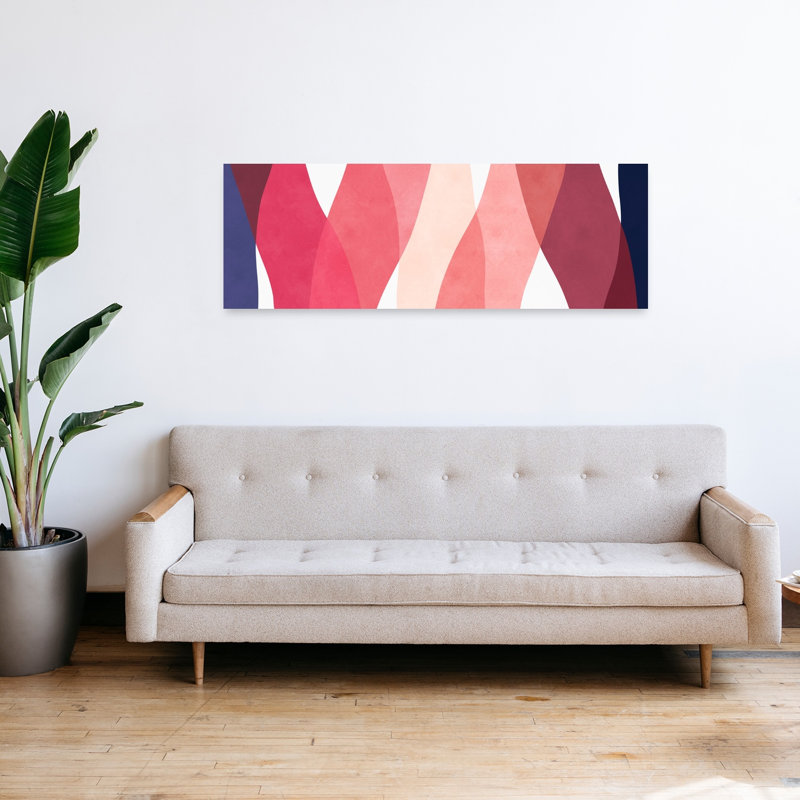 Art mural contemporain abstrait abstrait rose, H 48 po x l 16 po