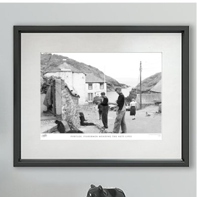 Portloe, Fishermen Mending The Nets C1955 - Single Picture Frame Print