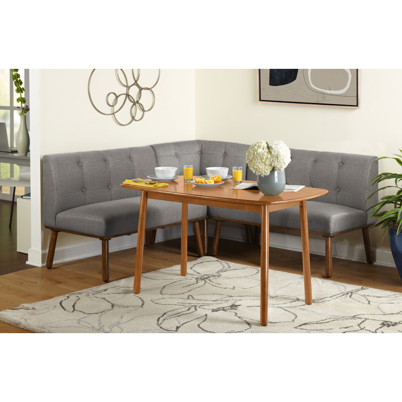 5 - Person Solid Wood Top Four Leg Dining Set, Gray/Walnut
