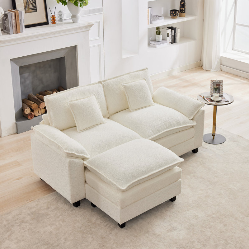 Modern Style 69.4" Modular Sofa, White