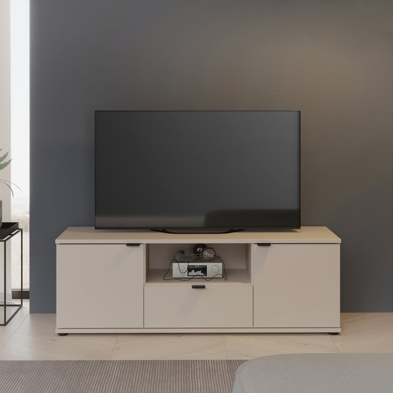 Ganymede Wide TV Unit with Open Shelf, Drawer & 2 Doors, Sand