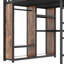 Structure de lit mezzanine grand format avec garde-robe intégrée, lit mezzanine en métal avec bureau et tablettes de rangement-1735274131