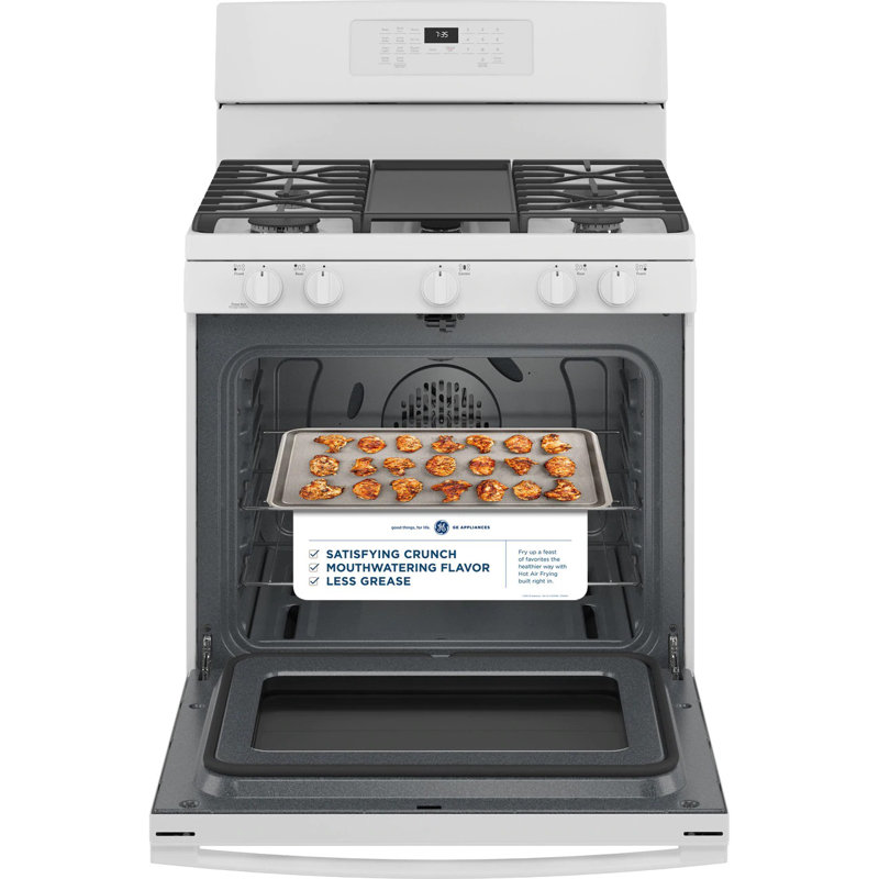 GE® 30" Free-Standing Gas Convection Range with No Preheat Air Fry, White