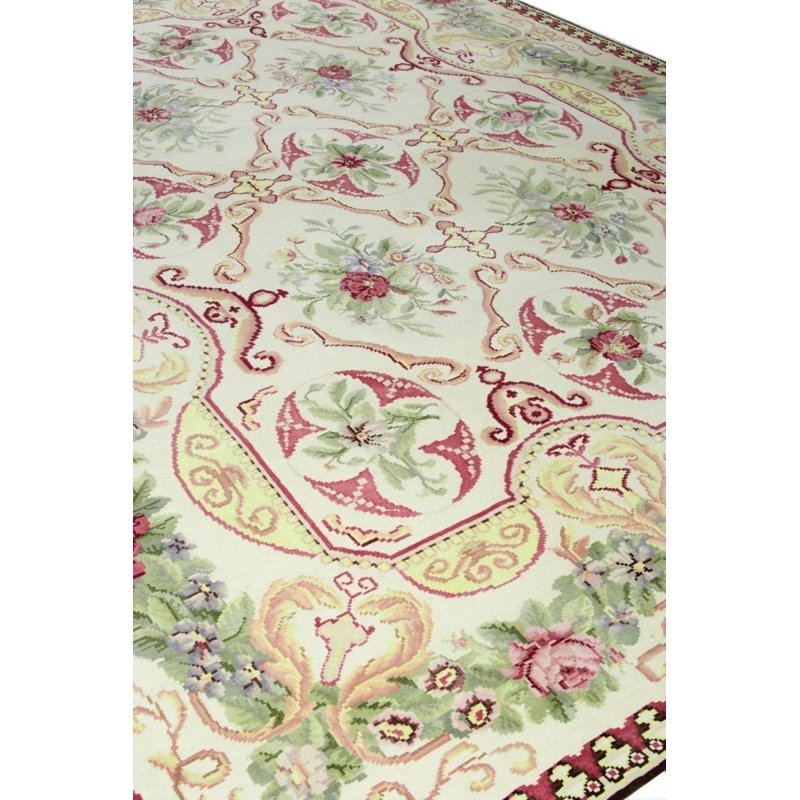 Wool Floral Area Rug, Rectangle 9'11" X 13'10"