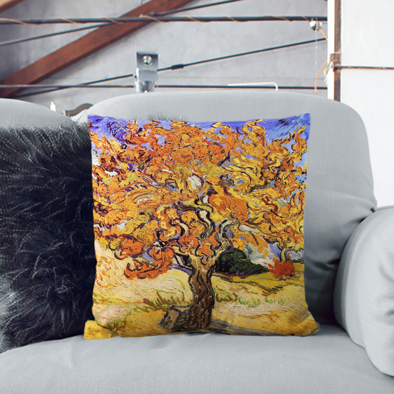 Mulberry Tree By Vincent Van Gogh Square Throw Cushion, Black, 55cm H x 55cm W x 20cm D