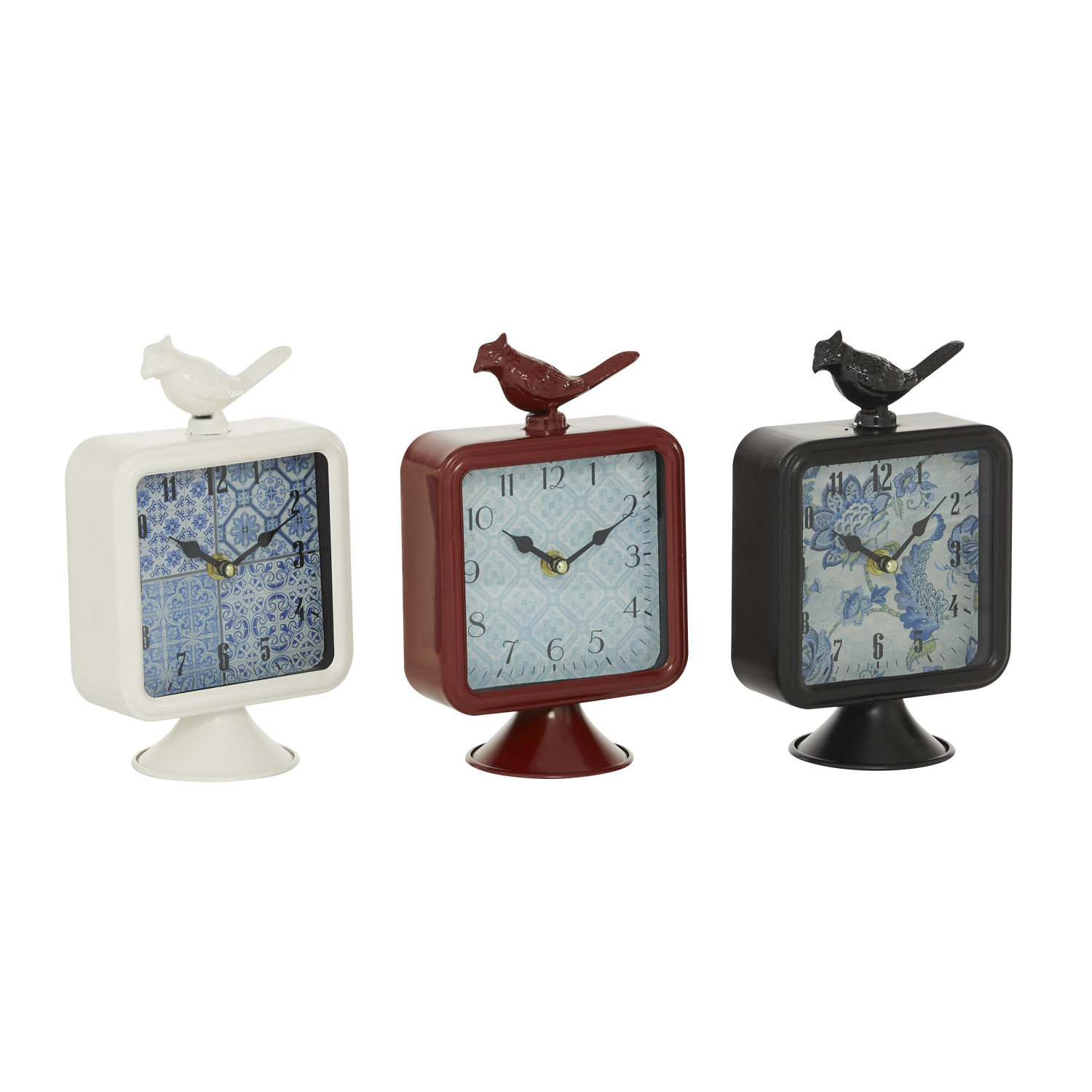Red Barrel Studio® Analog Stainless Steel Quartz Tabletop Clock in Red ...