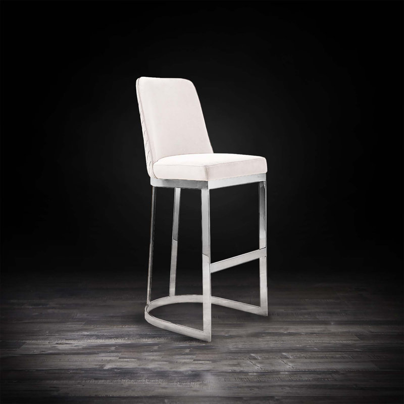 Tabouret de bar, Cadre beige / argent, Tabouret de bar (siège d'une hauteur de 31 po)