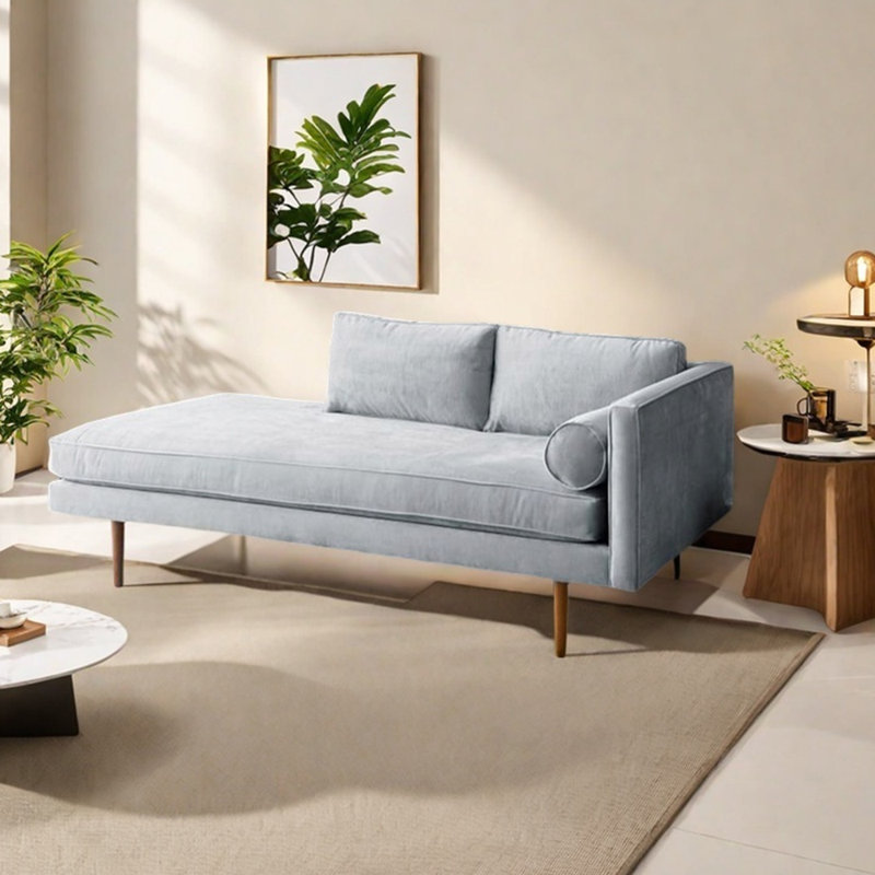 Fauteuil en velours léger et luxueux, Orienté à droite, Gris clair
