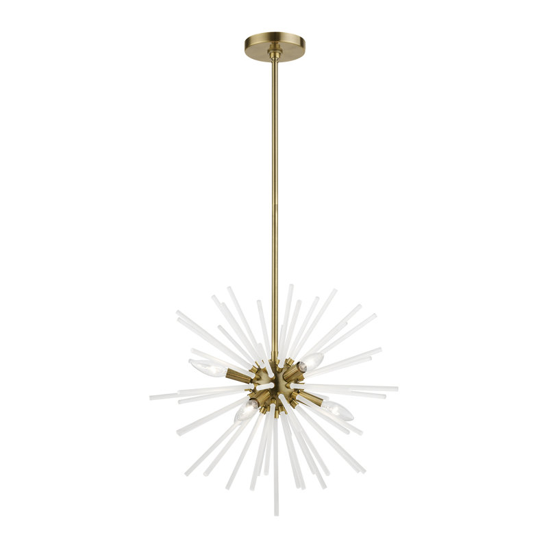 Lustre sphérique spoutnik à 8 lumières Ryzen, Laiton antique, H 50,75 po x l 20 po x P 20 po