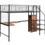 Lit mezzanine simple en métal noir avec bureau et grille. Fabrication robuste, compatible avec n'importe quelle pièce. Économisez de l'espace en tant que tablettes sous l'armoire. Polyvalent pour diverses utilisations. Dimensions: L 94 po x l 40,9 po x H 67,9 po