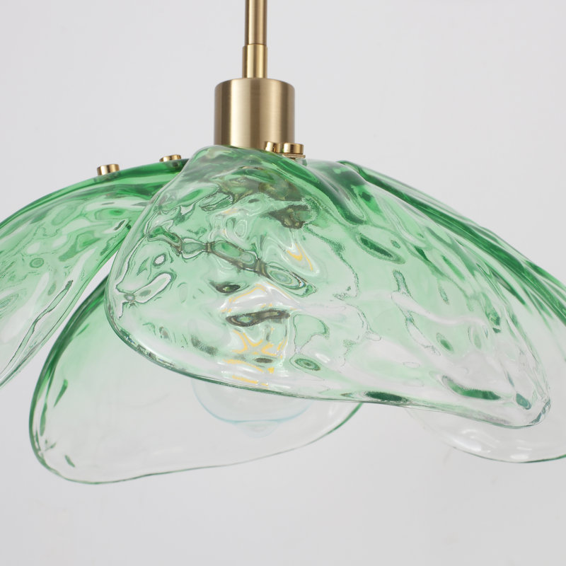 Allaya 1 - Light 14" Wide Modern Hammered Petals Glass Gold Unique/Statement Pendant for Dining Room Living Room Foyer Entryway