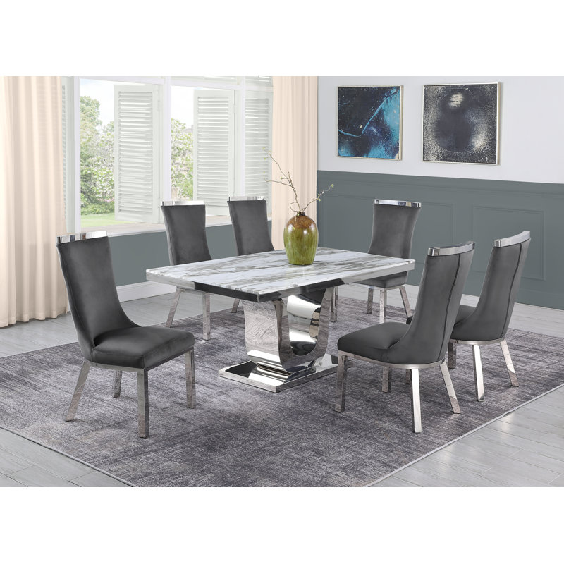 Ensemble repas pour 4 personnes Cayley, Gris foncé, 7 pièces