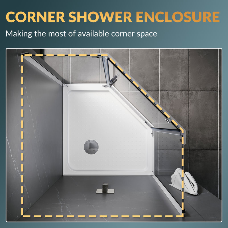 Neo-Angle Corner Shower Enclosure, Pivot Shower Door, 6mm Clear Tempered Glass, 36.5"Wx36.5"Dx72"H, Chrome