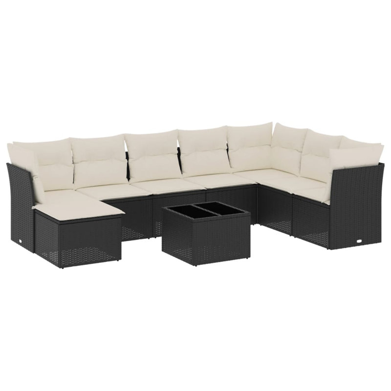 Vidaxl Garden Sofa Set  PE Rattan, Tempered Glass, Powder-Coated Steel