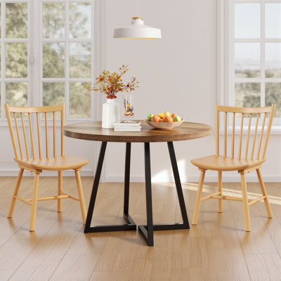 Spindle-Back Solid Wood Side Dining Chairs (Set of 2)