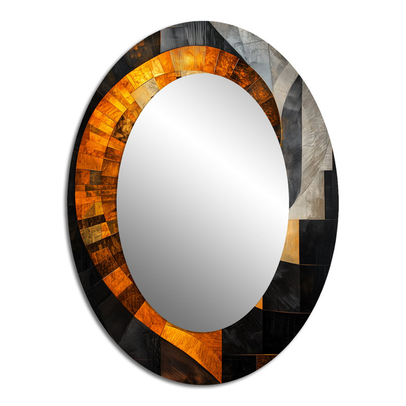 Miroir mural ovale jaune et noir Vortex Of Sophistication II, 40 po x 30 po