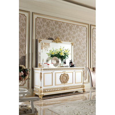 Narcissus 87" Wide Beech Solid Wood Sideboard by Infinity Furniture Import