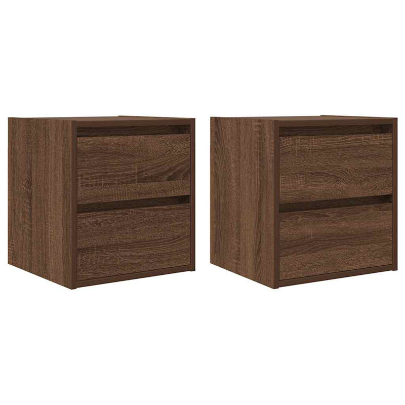 Wall-Mounted Bedside Cabinets 2 Pcs 38X34x40 Cm, Brown Oak, 2