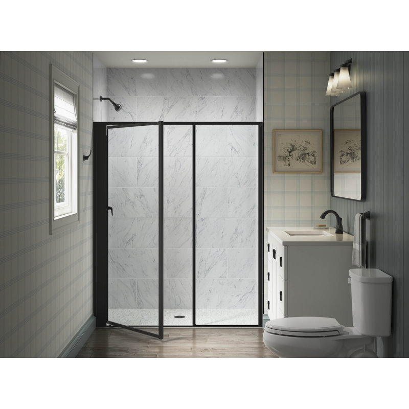 Attend 69" H Pivot Shower Door With 1/8"-Thick Glass, Nickel