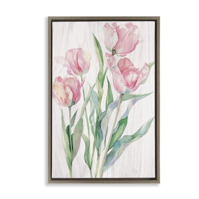 Stupell Industries Pink Tulip Blossoms Floater Frame Canvas Wall Art Design By Maya Blooms